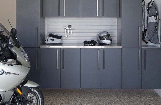 Garage Cabinets with Dirt Bikes